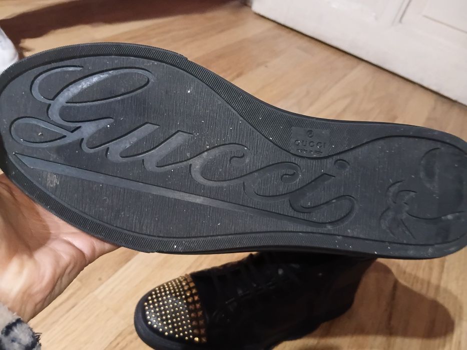 Teniși Gucci high-top din piele naturală – detalii aurii