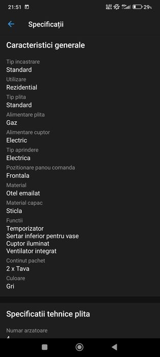 Aragaz Hansa FCMX59229, Gaz, 4 arzatoare, Mixt, Grill,Rotisor,Clasa A