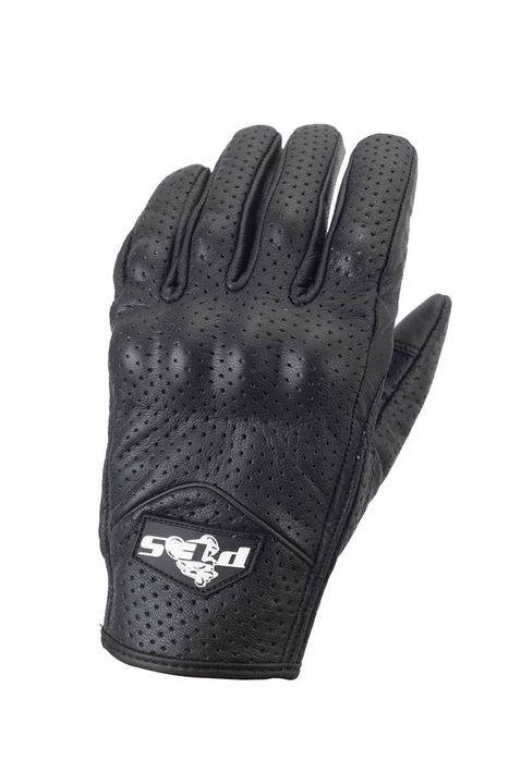 Manuși Moto din Piele Perforată cu Protecție Carbon, PES, Negru