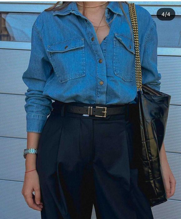 Женская рубашка джинсовая