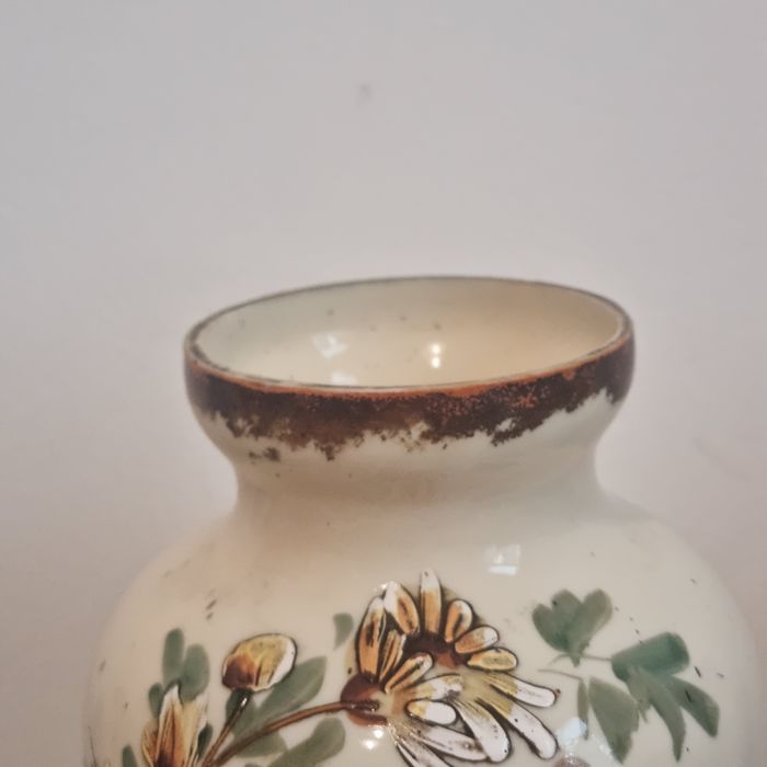 Vază porțelan pictată manual portret victorian decor floral vintage