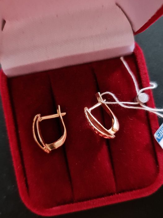 Золотые новые серьги Капельки 585 пробы