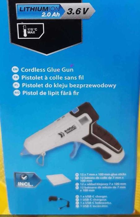 Pistol lipit batoane plastic la cald NOU cu acumulator 2 Ah, garanție