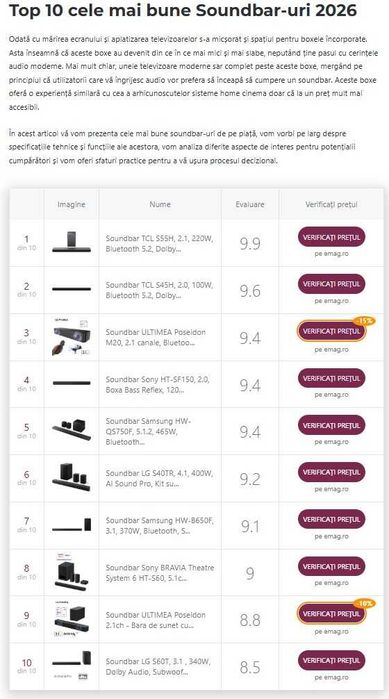 Sistem audio Soundbar 7.1 Ultimea Aura A40 cu Subwoofer si 4 sateliti