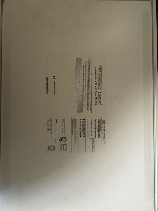 Macbook air m3 24/512 15.3’