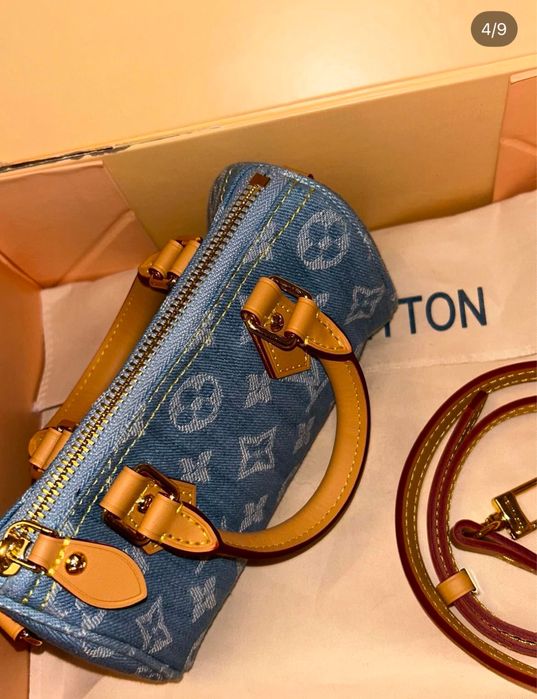 Geanta Louis Vuitton Speedy piele cu denim pe stoc