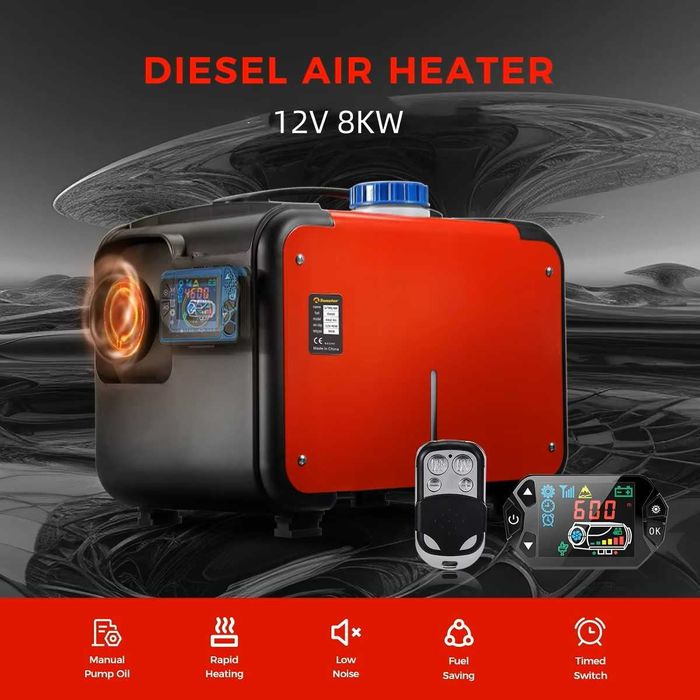 Incalzitor SUNSTER - Portabil Diesel 8kW/ 12V ROSU sau PORTOCALIU