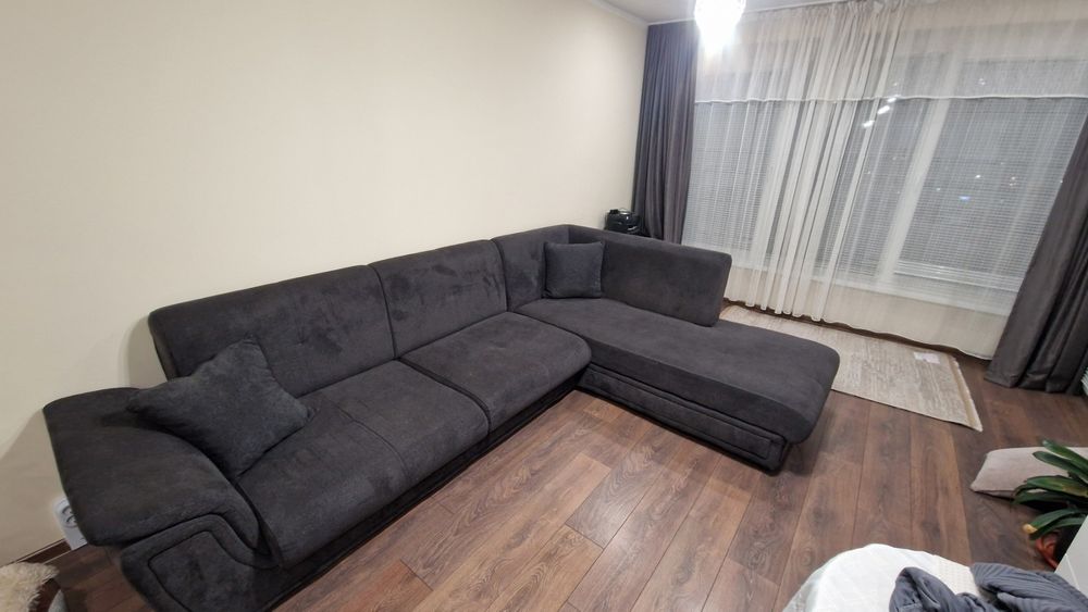 Разтегателен диван + клик-клак механизъм , антрацит , десен
Разтегател