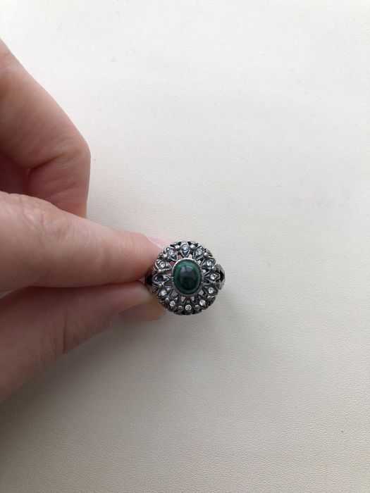 Серебряное Кольцо с Малахитом