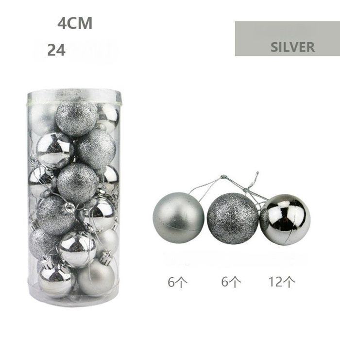Коледни топки за украса, 24 броя с кутия - SD36