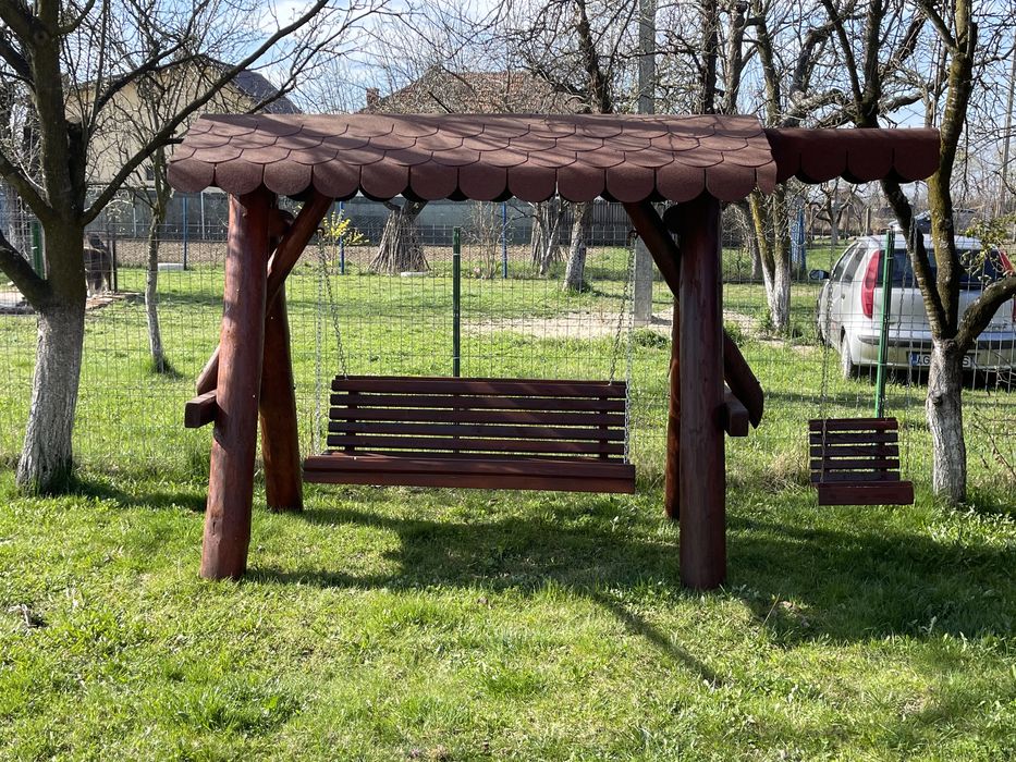 Balansoar masiv din lemn rustic / leagan lemn