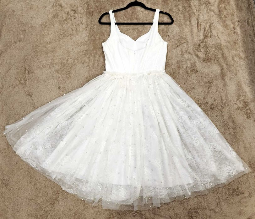 Rochie alba cu dantela si perle, Mademoiselle