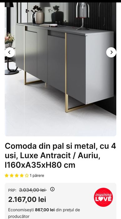 Comoda gri antracit din pal