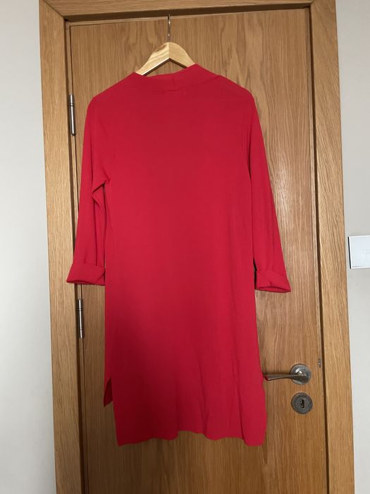 Дълга червена жилетка С-М