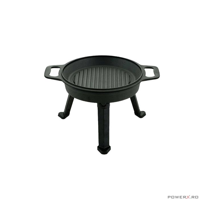 Ceaun 3 in 1 din fonta cu picioare si capac, 8 litri, negru, Kinghoff