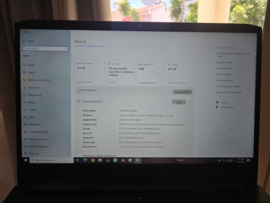 Levovo Ideapad 3 Gaming / CPU  I5 / 4GB Video / 16 RAM