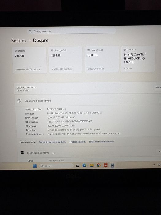 Dell Latitude 3510 , I3 , Gen 10 , 8G RAM , 256 ssd m2