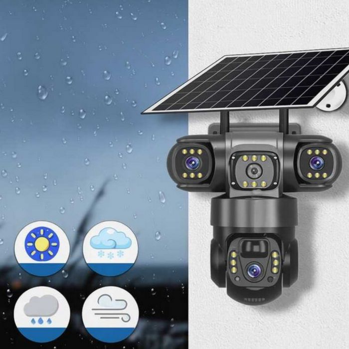 Соларна камера Lylu 4G със SIM и 4 лещи – автономно наблюдение без ток