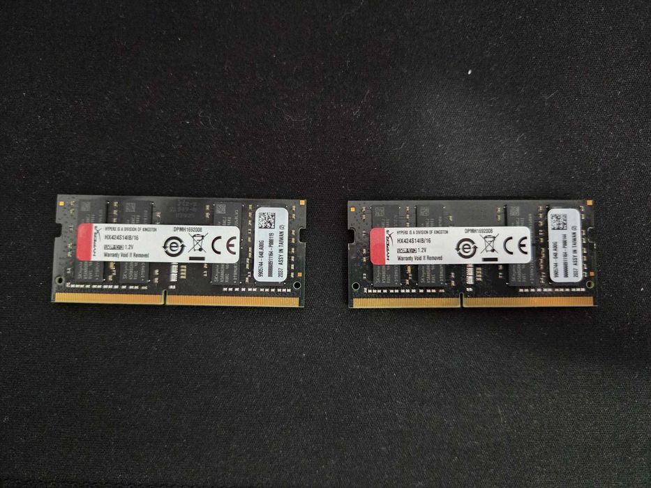 Memorie laptop 32GB (2x16) HyperX Impact Kingston 16GB 2400MHZ DDR4 Non-ECC CL14 SODIMM HX424S14IB/16 BLACK
