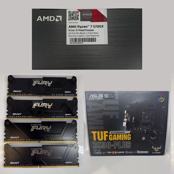 Kit Gaming Ryzen 5700x Asus b550 plus 32gb RGB Garantie Septembrie 2027