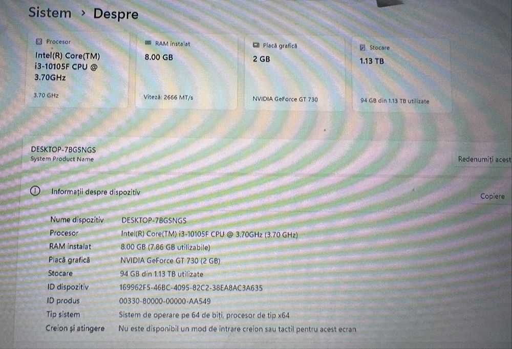 Sistem Complet PC Gaming i3-10105F, 8GB RAM, SSD+HDD 1.13TB + Monitor BenQ 24"