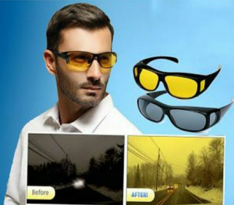 Set 2 ochelari HD Vision pentru condus zi-noapte protectie UV
