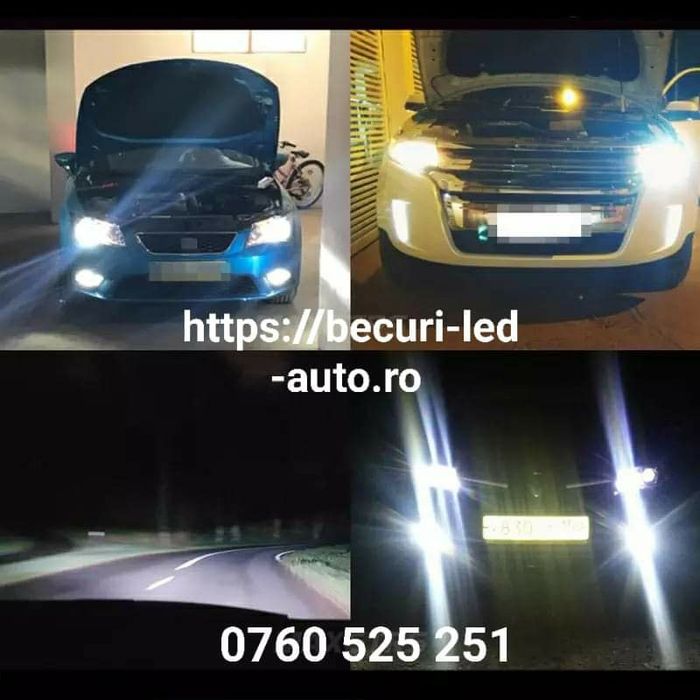 Becuri led H1,H3,H4,H7,H8,H9,H11,H12,Hb2,Hb3,Hb4(20000LUMENI/6000K/80W