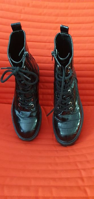 Bocanci chunky Zara Trafaluc croc skin 37