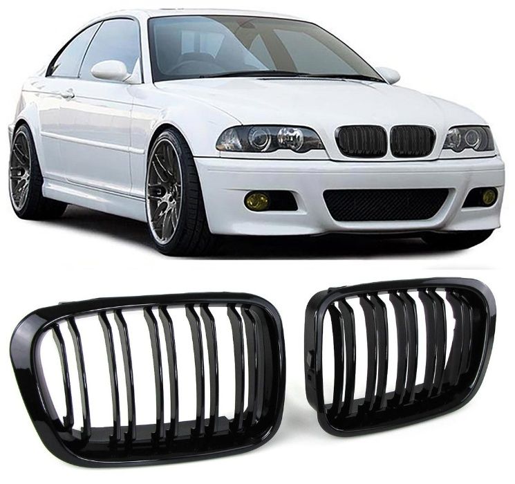Grile duble M-LOOK BMW E46 Coupe Cabrio (99-03) negru lucios