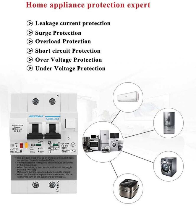 30mA RCBO WiFi Disjunctor diferential masurare energie TUYA