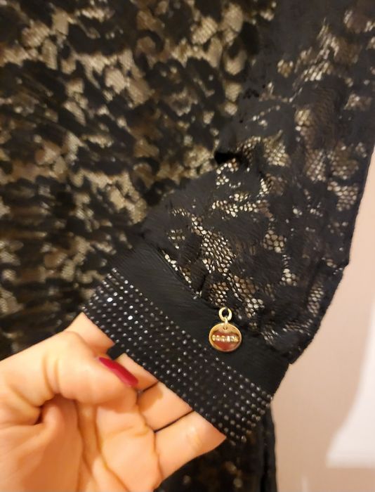 Италианска черна дантелена рокля S