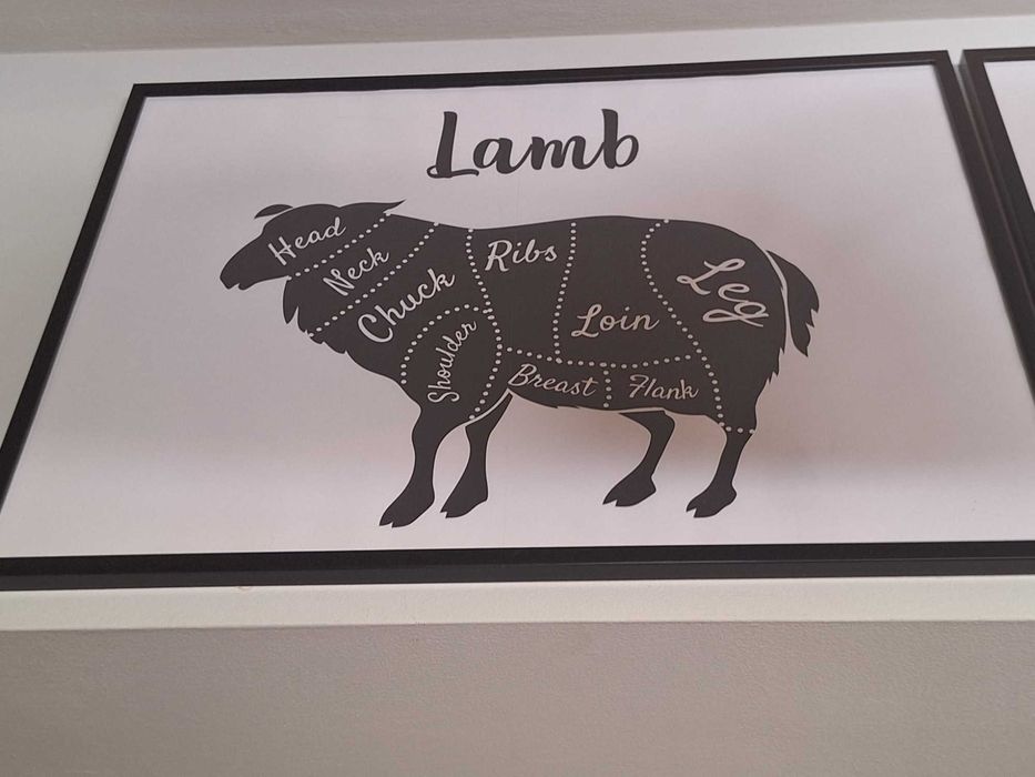 Комплект от 4 големи декоративни картини – Lamb, Chicken, Beef, Pork