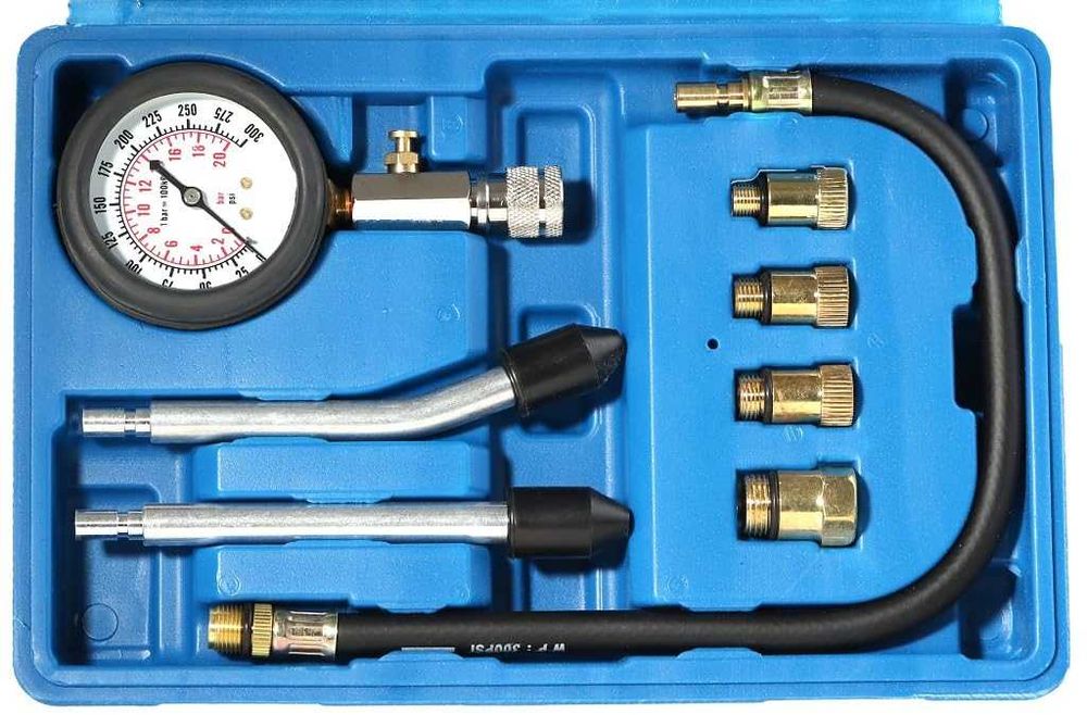 К-т тестер за компресия на бензинов двигател (0-20 bar / 0-300 psi)
