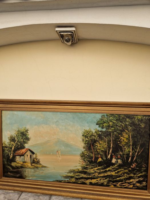 Страхотна голяма антикварна авторска картина масло