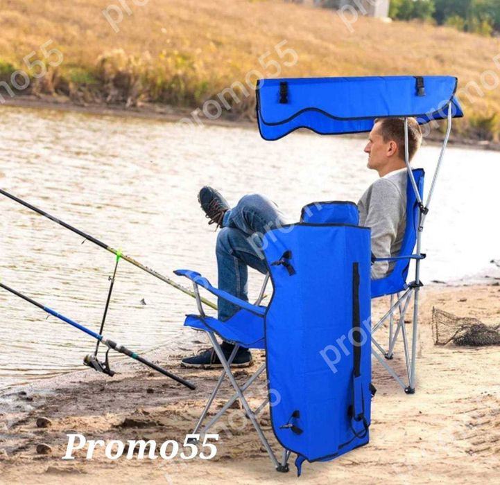 Сгъваем стол със сеник, туристически стол , стол за риболов и плаж