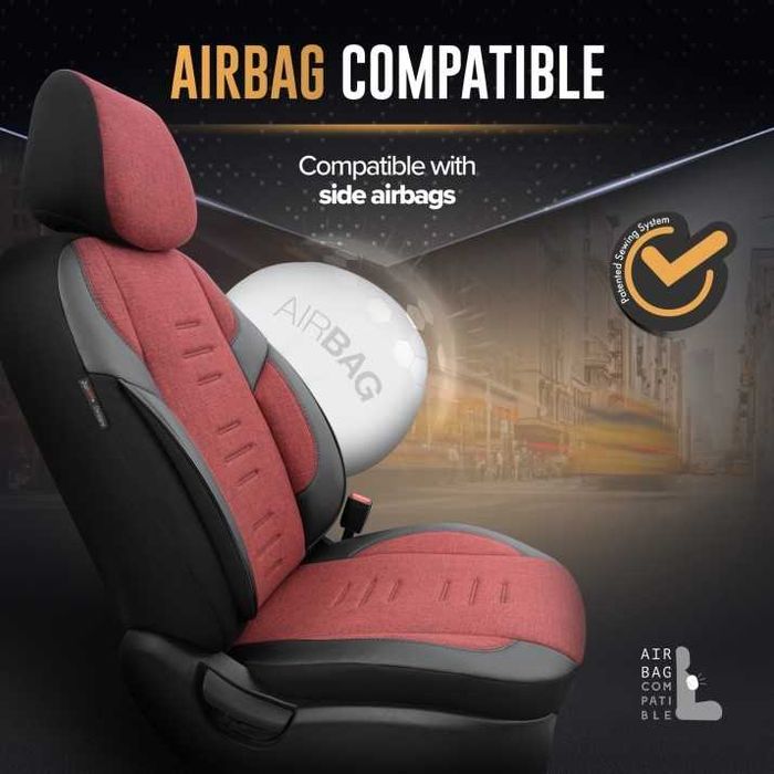 К-т Луксозна Тапицерия Automat-OTOM, Червено-Черна с черен шев, THRONE