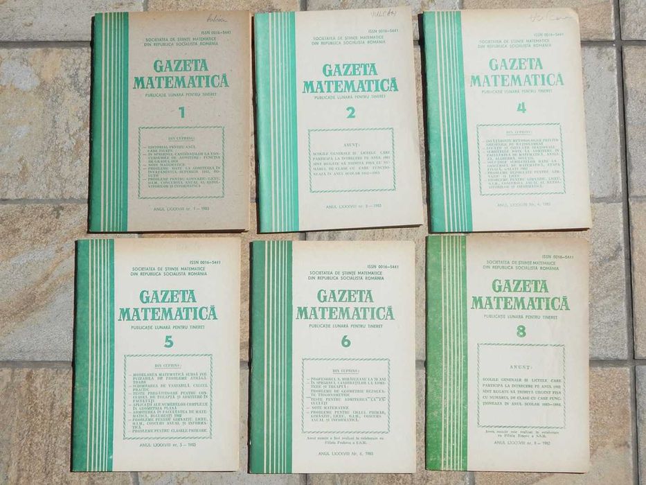 Reviste Gazeta Matematica 1983 nr 1, 2, 4, 5, 6, 8 la bucata