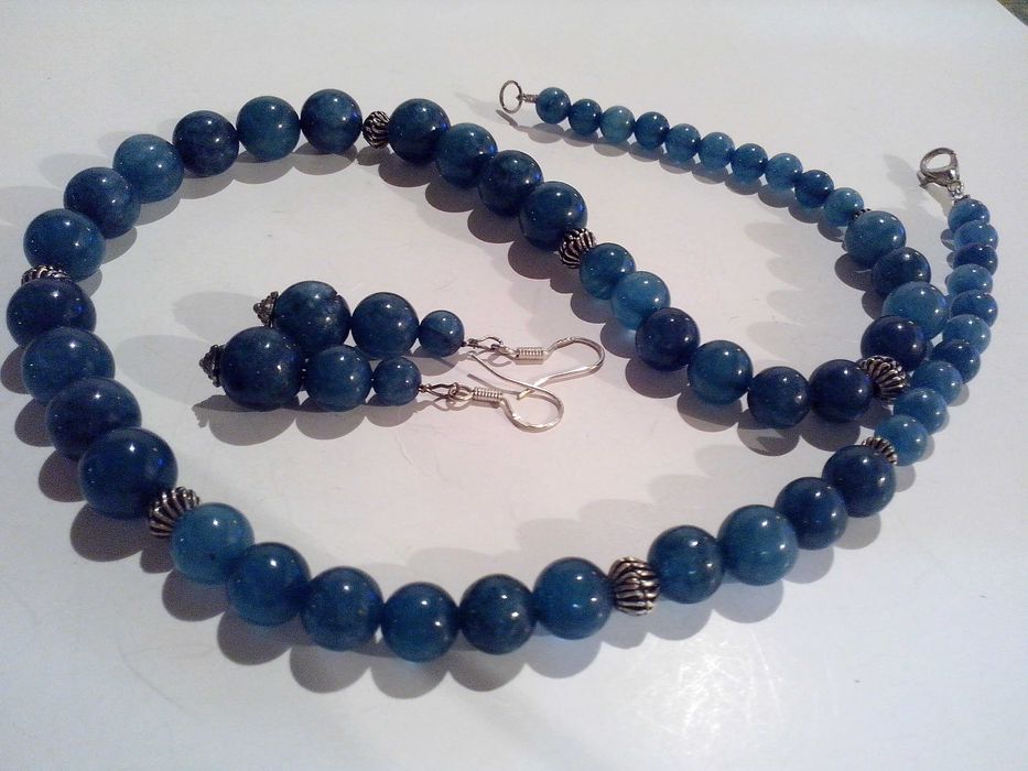 set argint si pietre naturale,apatit albastru,clasic,elegant