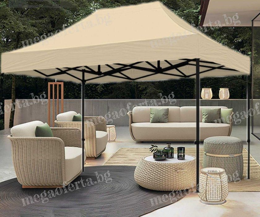 Градинска Шатра 3х4.50 с Усилена Конструкция и Гумирано Покривало