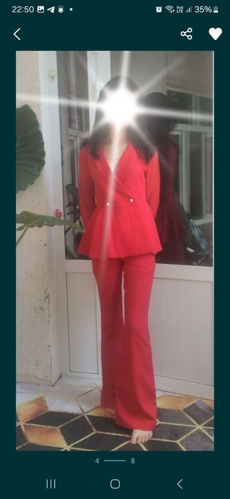 Красная костюм брюки