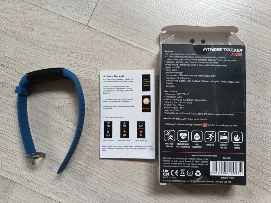 Ceas Fitness Aquarius AQ 200 Fitness Tracker Blue Smart Watch Heart R