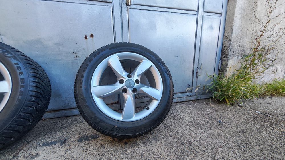 Set roți iarnă originale Audi 5x112 R17 66,5 — Jante ca noi și anvelope de iarnă 225 55 R17 impecabile ca noi (~8.5 mm)  Audi A4 A6 Q5