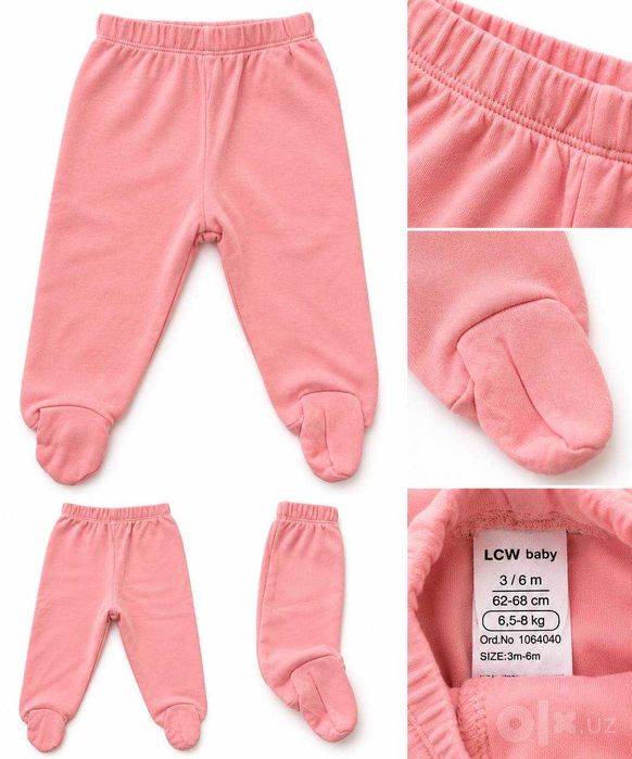 Розовые ползунки LC Waikiki baby с закрытыми ножками, 3–6 мес