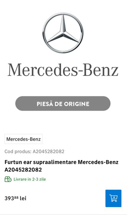 Furtun Intercooler Turbo A2045282082 Mercedes W204 NOU ORIGINAL