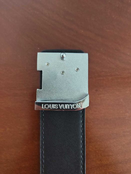 Curea Louis Vuitton Damier Graphite – Cataramă Argintie