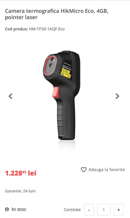 Camera termografica HikMicro Eco, 4GB, pointer laser. SIGILATA