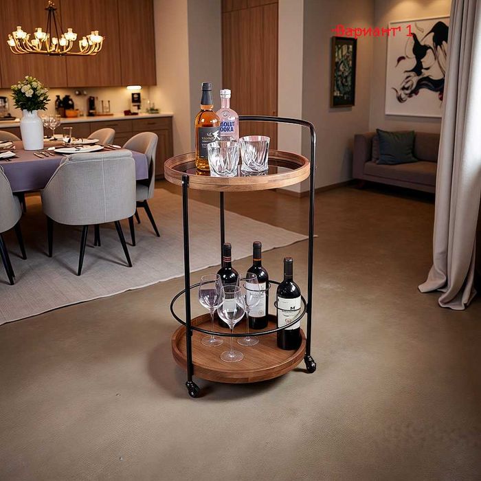 Нова Количка за Сервиране  - Бар Маса  за Бутилки и Чаши - 2 Модела