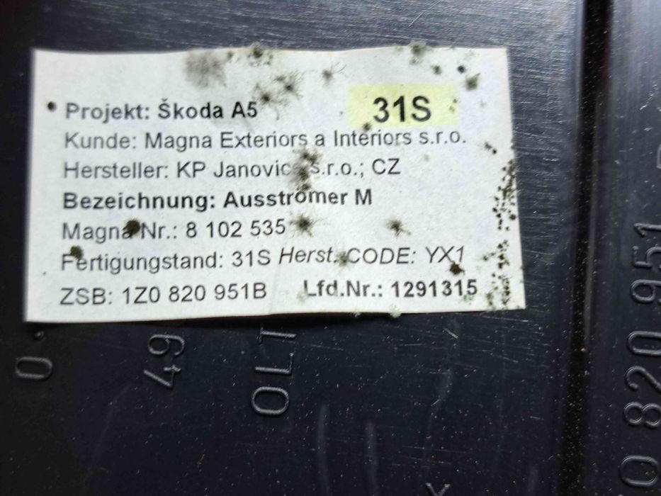 Grila aerisire centrala Skoda Octavia 2 Combi (1Z5) [Fabr 2004-2013]