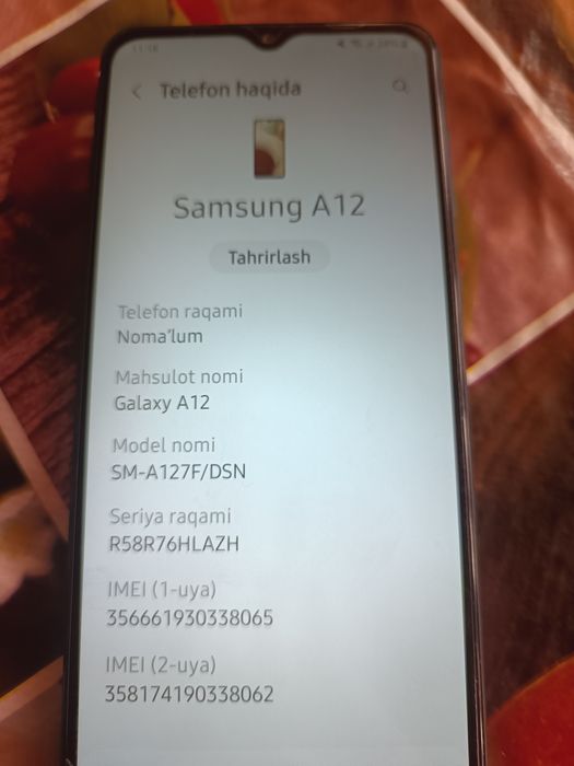 Samsung A 12 kafolati bilan