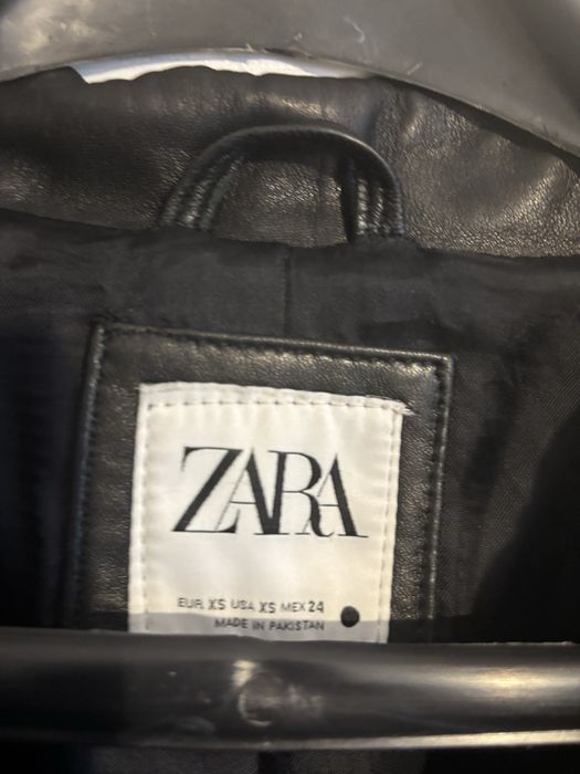 Zara черно естествена кожа яке